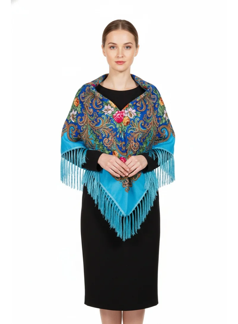 Bidani Slavic Rose Shawl – Turquoise Edition